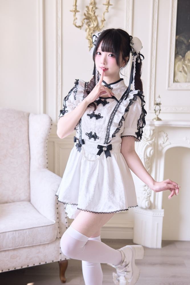 NoGenki Hanfu Style Lacework White Set Jirai Kei Clothing