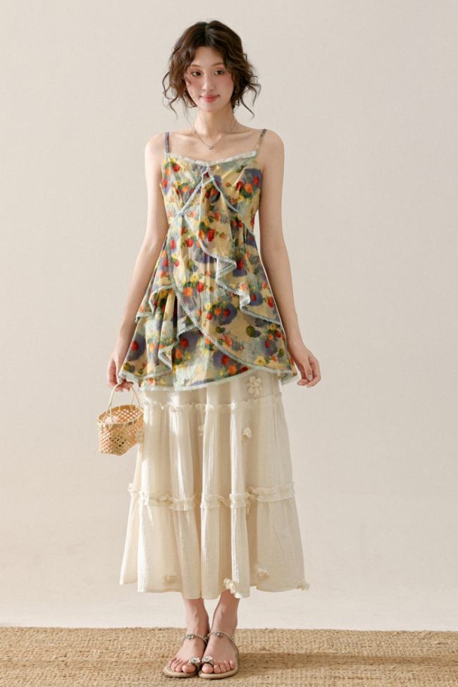 Garden Tour Printed Sleeveless Top Mori Kei Clothes