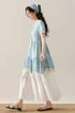 Jasmine Sea Vacation Patchwork Blue Dress Mori Kei Outfits