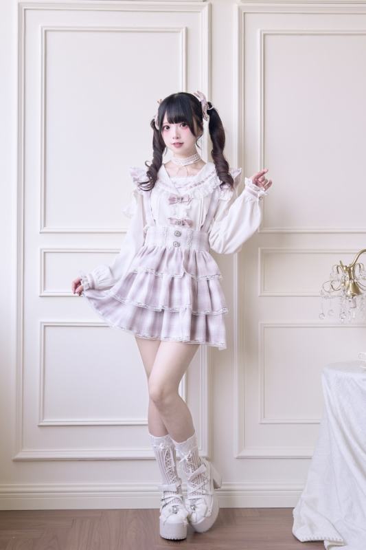 NoGenki Plaid Lace Trims Red Skirt Jirai Kei Fashion