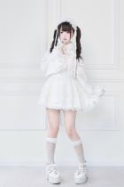 Japanese Ruffled Lace Dress White Set Jirai Kei Clothing