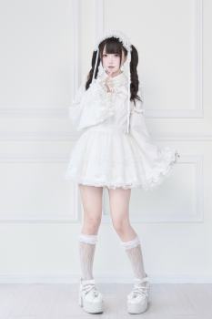 Japanese Ruffled Lace Dress White Set Jirai Kei Clothing