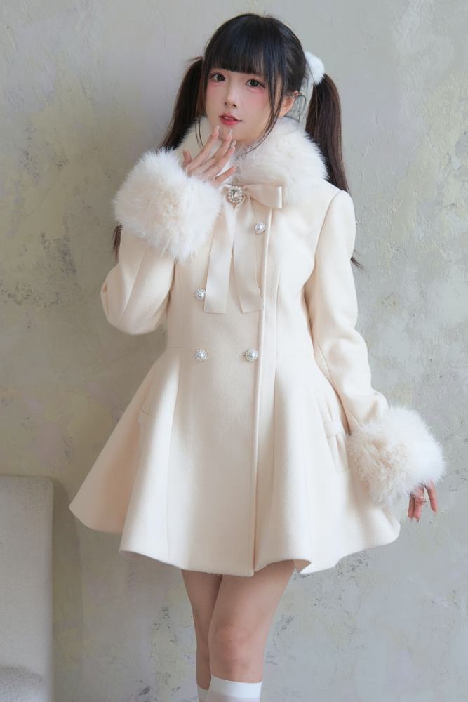 NoGenki Double Breasted Large Hem Black Coat Jirai Kei Clothes