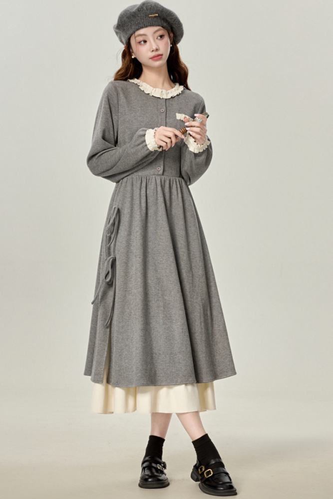 grey retro dress Grey V Neck Plaid Vintage Dress  Jolly Vintage