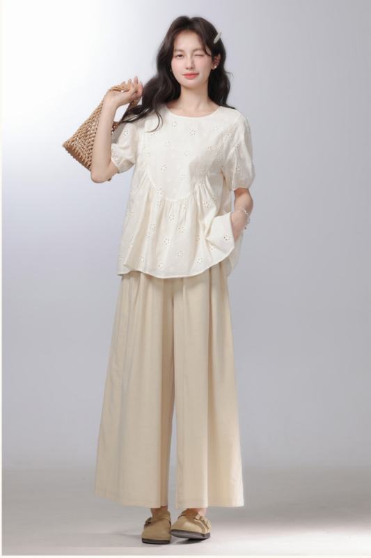 Gentle Twilight Embroidered Top Apricot Pants Mori Kei Outfits