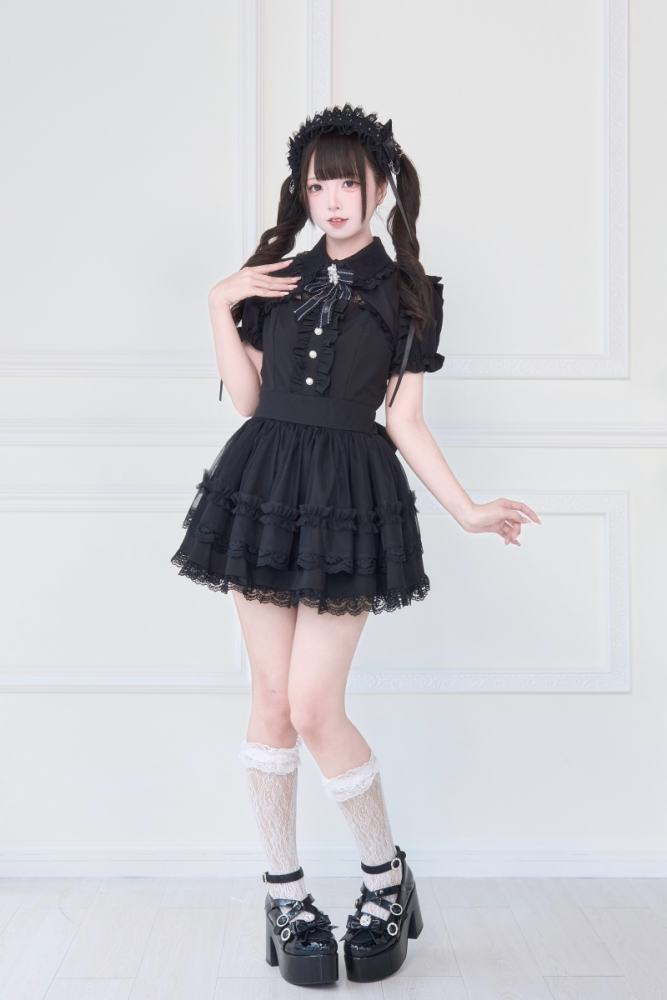 NoGenki Japanese Ruffled Lace Dress White Set Jirai Kei Clothing