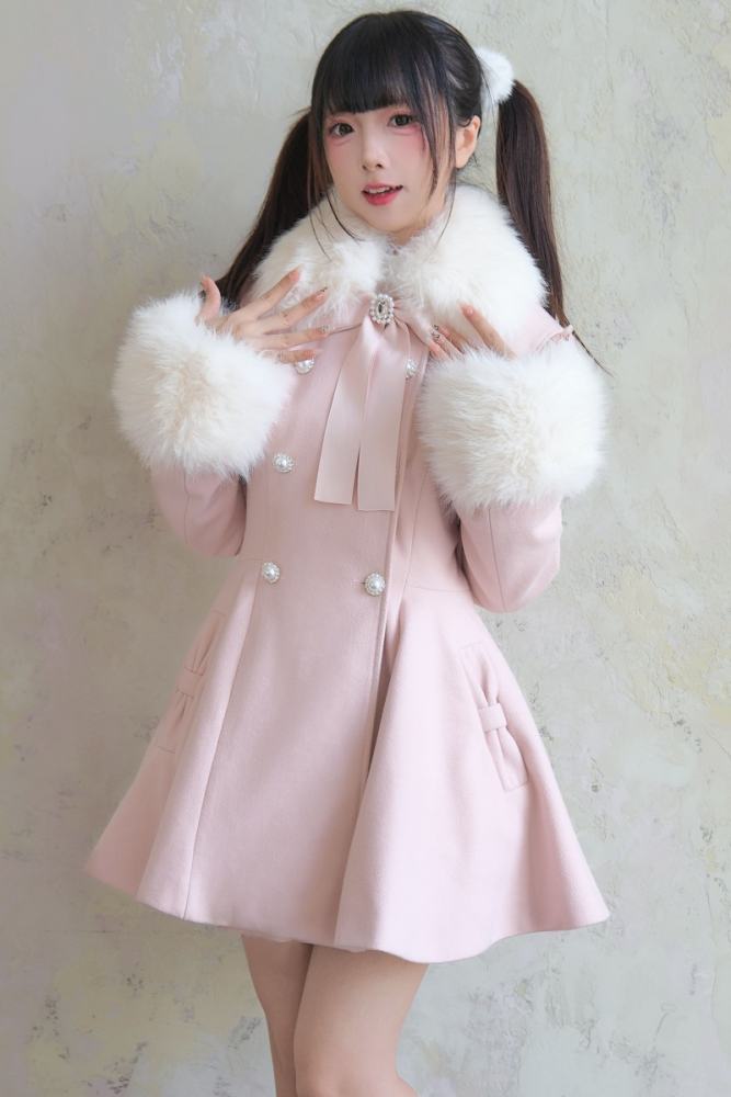 NoGenki Double Breasted Large Hem Black Coat Jirai Kei Clothes