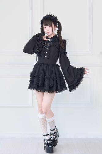 NoGenki Japanese Ruffled Lace Dress White Set Jirai Kei Clothing