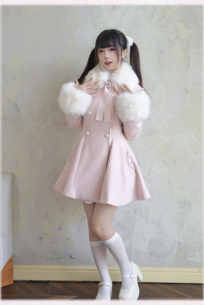 NoGenki Double Breasted Large Hem Black Coat Jirai Kei Clothes