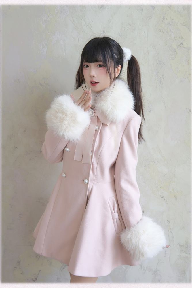 NoGenki Double Breasted Large Hem Black Coat Jirai Kei Clothes