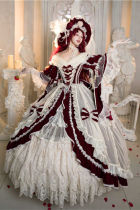 Catherine Heavy Ruffles Velvet Hime Lolita Dress and Underskirt
