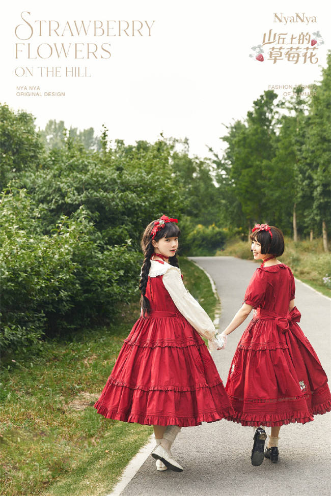 NyaNya Lolita Strawberry on the Hill Embroidery Lolita JSK 6 Colors