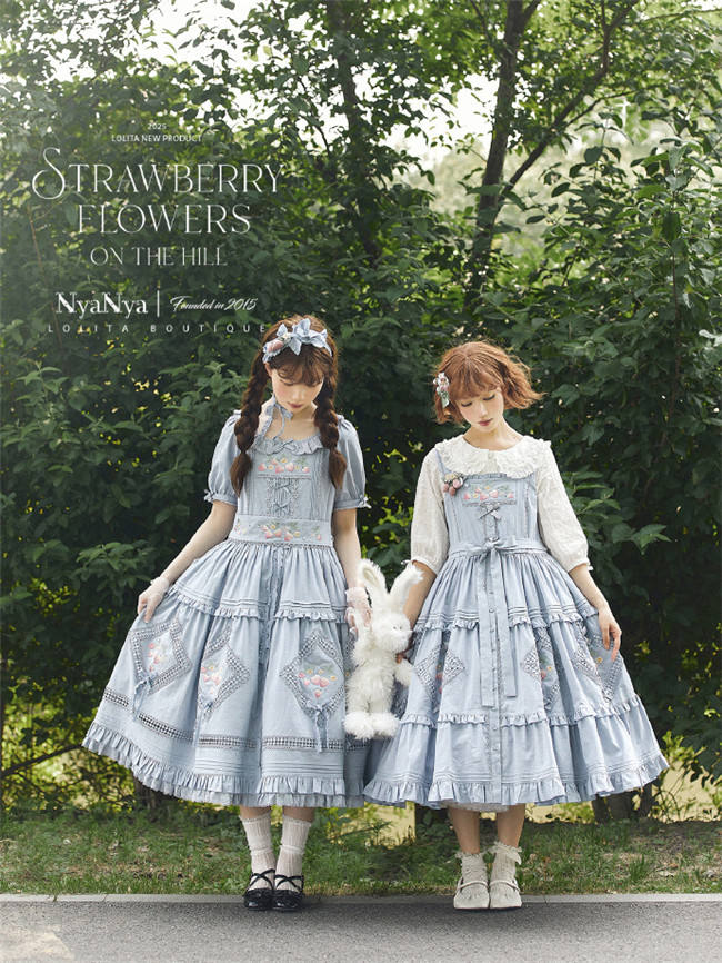 NyaNya Lolita Strawberry on the Hill Embroidery Lolita JSK 6 Colors