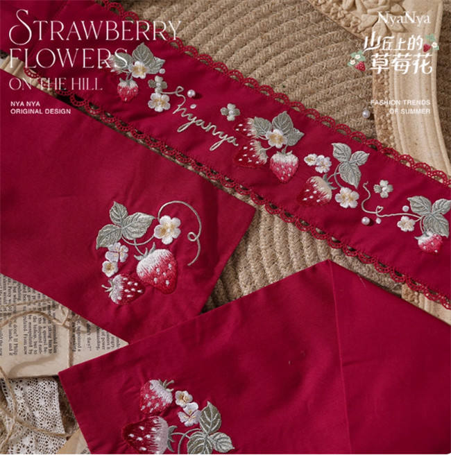 NyaNya Lolita Strawberry on the Hill Embroidery Lolita Accessories