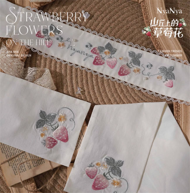 NyaNya Lolita Strawberry on the Hill Embroidery Lolita Accessories