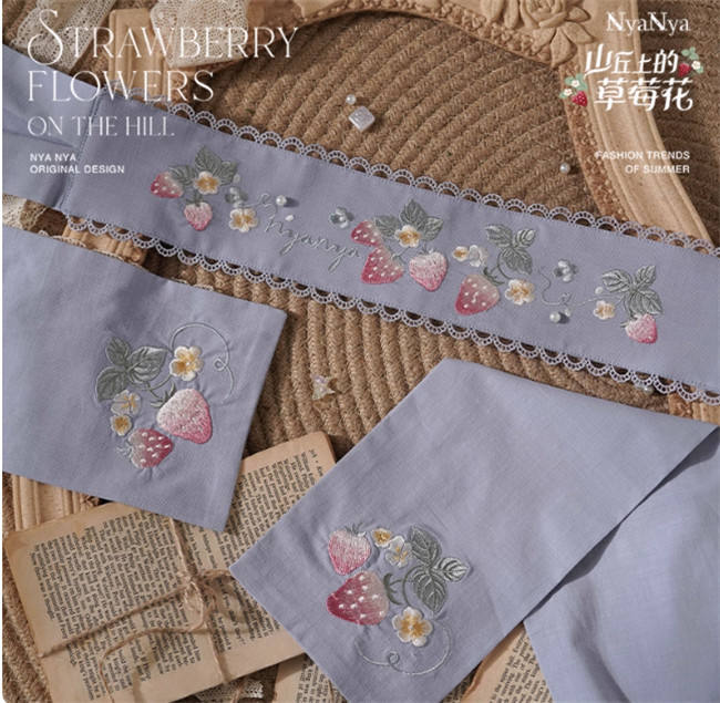 NyaNya Lolita Strawberry on the Hill Embroidery Lolita Accessories