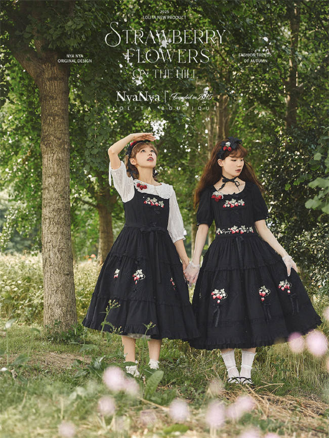 NyaNya Lolita Strawberry on the Hill Embroidery Lolita JSK 6 Colors