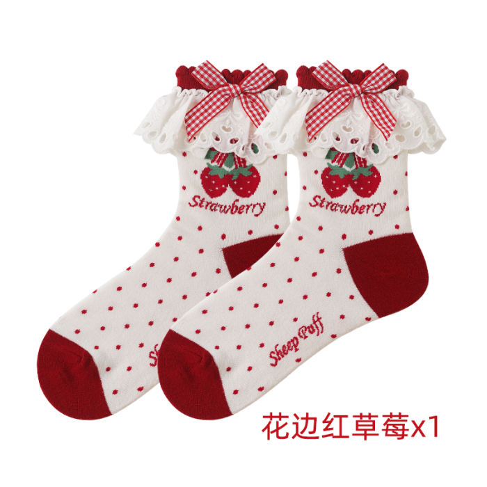 Sheep Puff Strawberry Lolita Socks