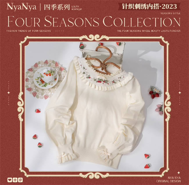 NyaNya Lolita Four Season Embroidery Knitwear 20 Colors