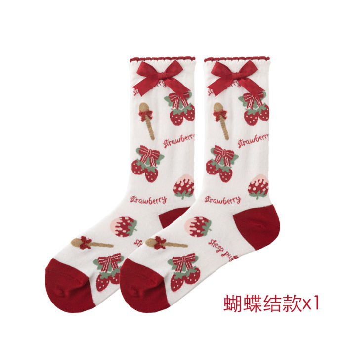 Sheep Puff Strawberry Lolita Socks