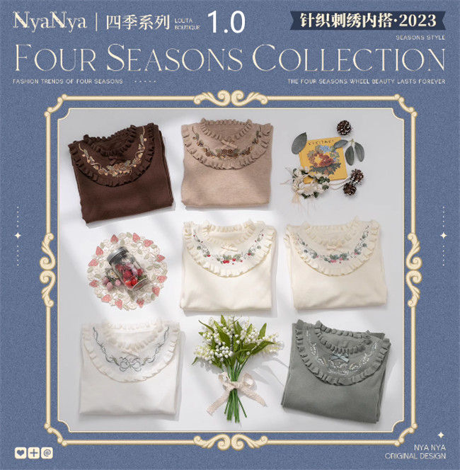 NyaNya Lolita Four Season Embroidery Knitwear 20 Colors