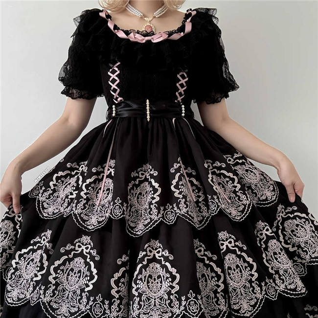 Miss Point Garden Heavy Embroidery Short Sleeves Lolita One Piece