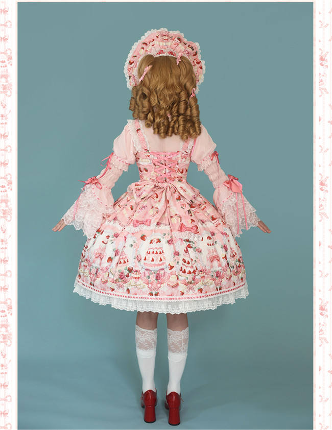 Antique Doll Strawberry Cake Sweet Lolita Dress and Accessories