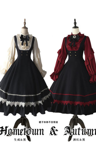 Hometown and Autumn Plus Size Friendly Fake Two Pieces Lolita Dress