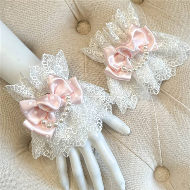 Sweet Lace Bowknot Base Gloves Bows Wristcuffs