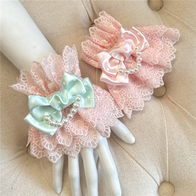 Sweet Lace Bowknot Base Gloves Bows Wristcuffs