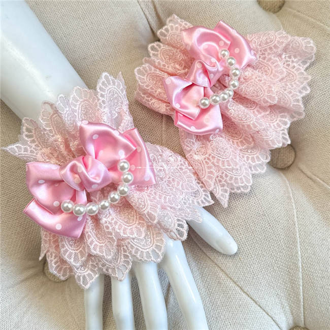 Sweet Lace Bowknot Base Gloves Bows Wristcuffs