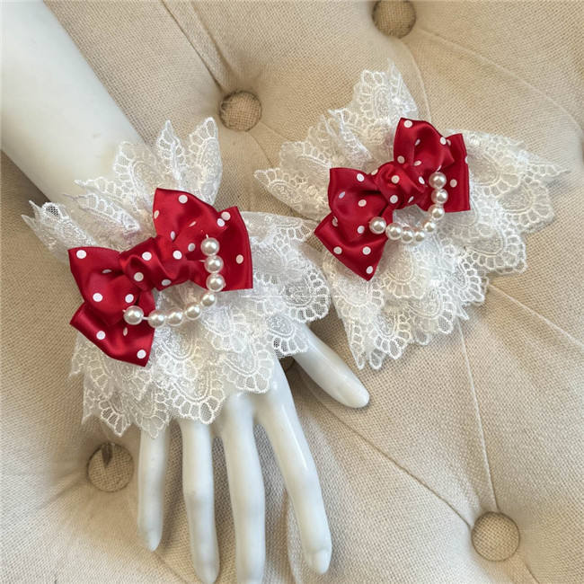 Sweet Lace Bowknot Base Gloves Bows Wristcuffs