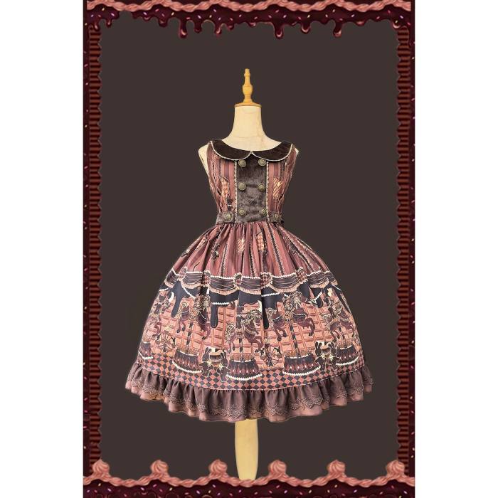 Infanta ~Chocolate Trojan~ Cotton Vintage Lolita Normal Waist JSK