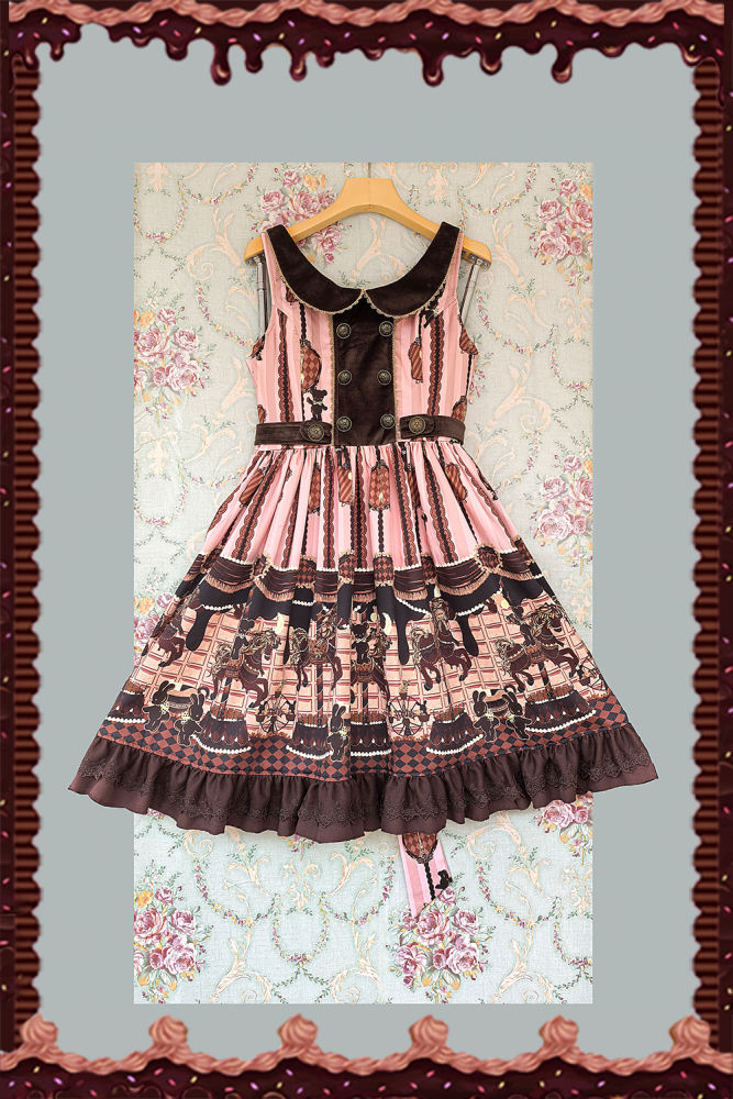 Infanta ~Chocolate Trojan~ Cotton Vintage Lolita Normal Waist JSK