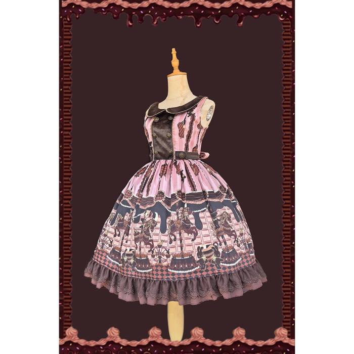Infanta ~Chocolate Trojan~ Cotton Vintage Lolita Normal Waist JSK