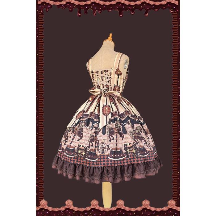Infanta ~Chocolate Trojan~ Cotton Vintage Lolita Normal Waist JSK