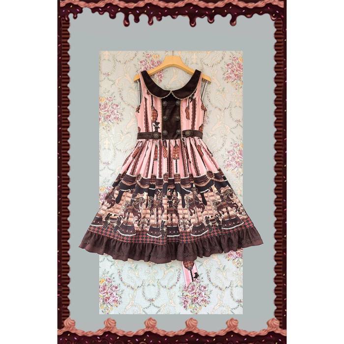 Infanta ~Chocolate Trojan~ Cotton Vintage Lolita Normal Waist JSK