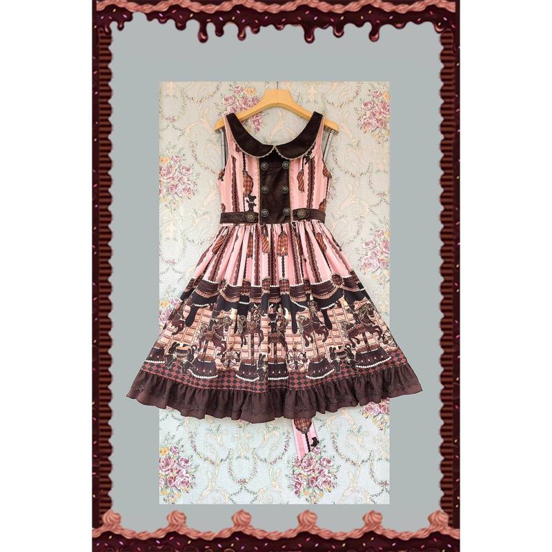 Infanta ~Chocolate Trojan~ Cotton Vintage Lolita Normal Waist JSK