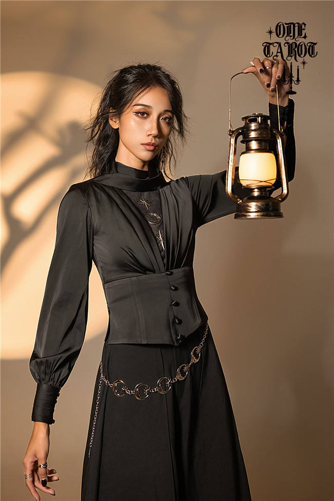 Lilith House Ode Tarot Collaborated Patchwork Satin Lolita Blouse