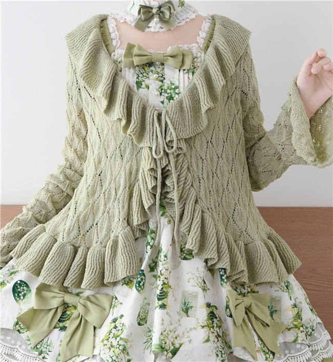 Mist Vintage Sweet Ruffles Knitted Cardigan