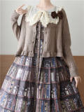 Mist Vintage Sweet Retro Round Neckline Knitted Cardigan