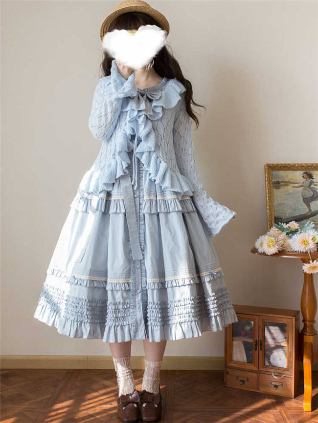 Mist Vintage Sweet Ruffles Knitted Cardigan