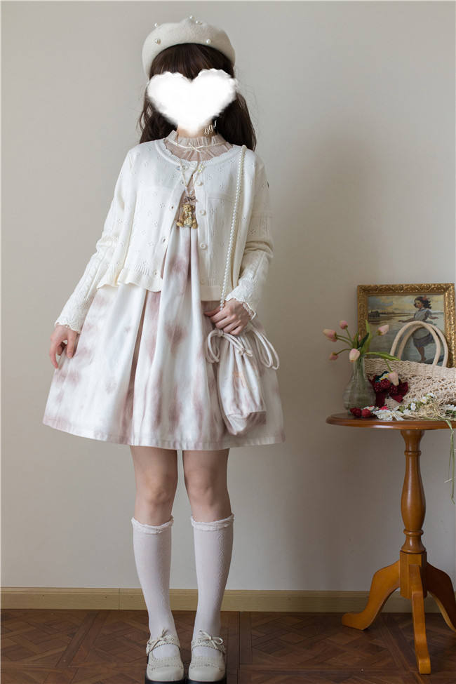 Mist Vintage Sweet Retro Round Neckline Knitted Cardigan
