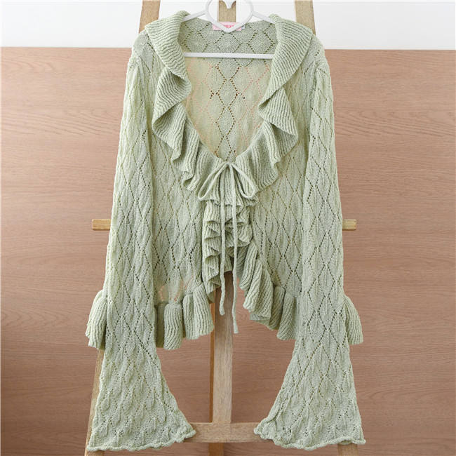 Mist Vintage Sweet Ruffles Knitted Cardigan