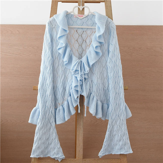 Mist Vintage Sweet Ruffles Knitted Cardigan
