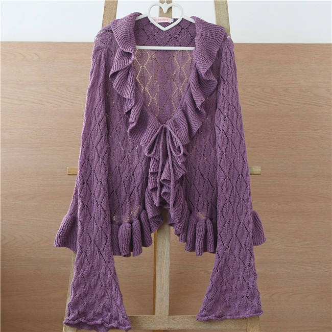 Mist Vintage Sweet Ruffles Knitted Cardigan