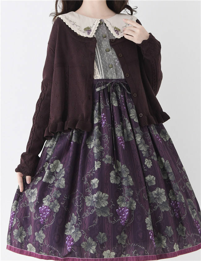 Mist Vintage Sweet Retro Round Neckline Knitted Cardigan