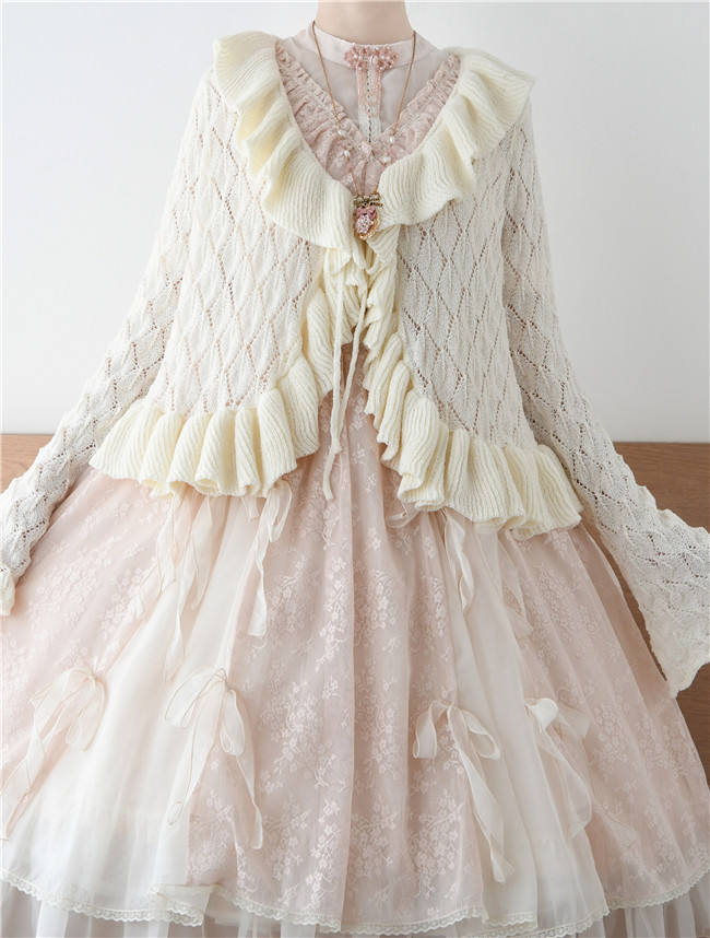 Mist Vintage Sweet Ruffles Knitted Cardigan