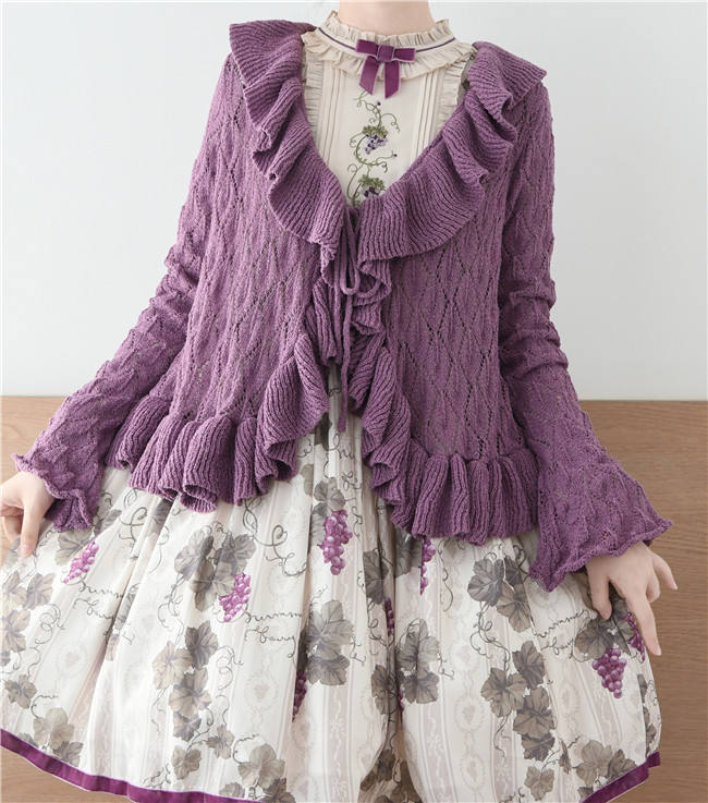 Mist Vintage Sweet Ruffles Knitted Cardigan