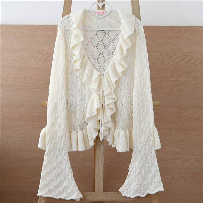Mist Vintage Sweet Ruffles Knitted Cardigan